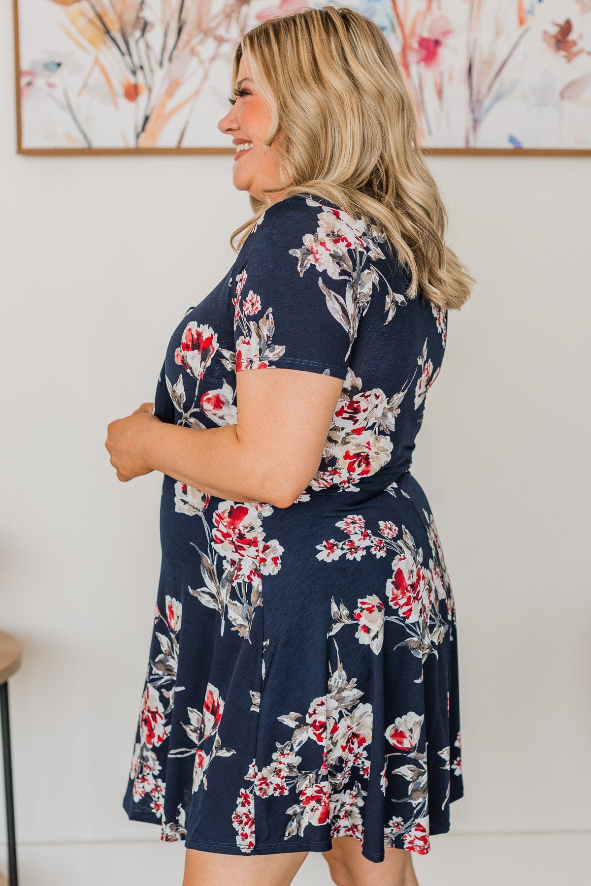 Meant For More Floral Dress- Dark Navy