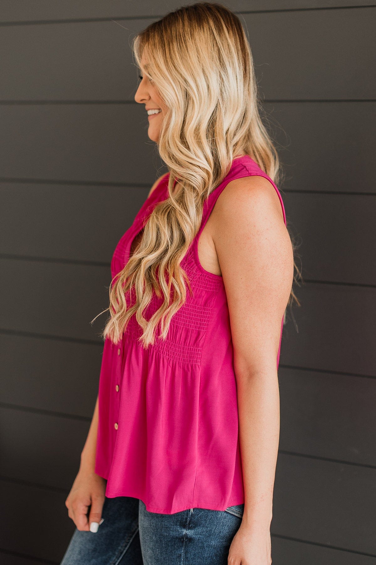 Flirting With Desire Sleeveless Top- Fuchsia