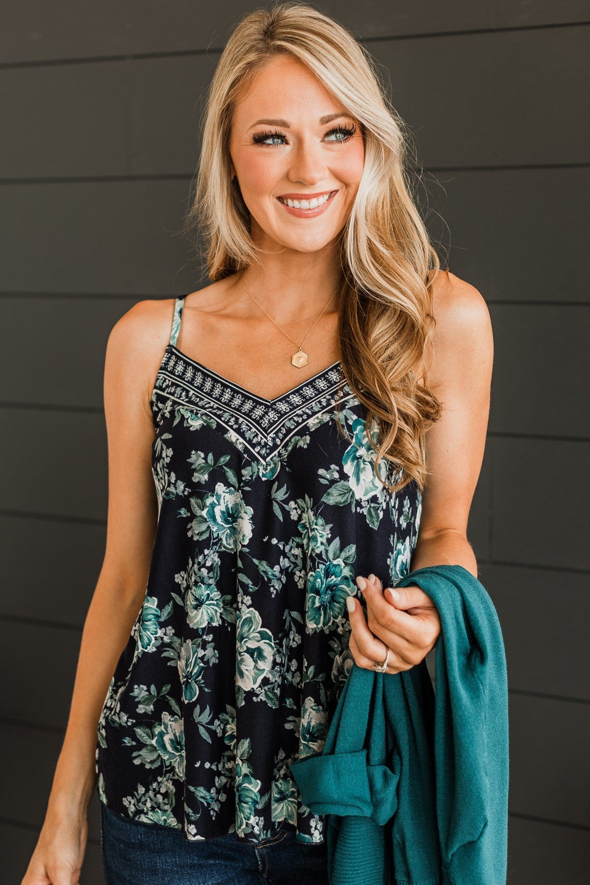 Exceptional Style Floral Tank Top- Navy & Teal – The Pulse Boutique