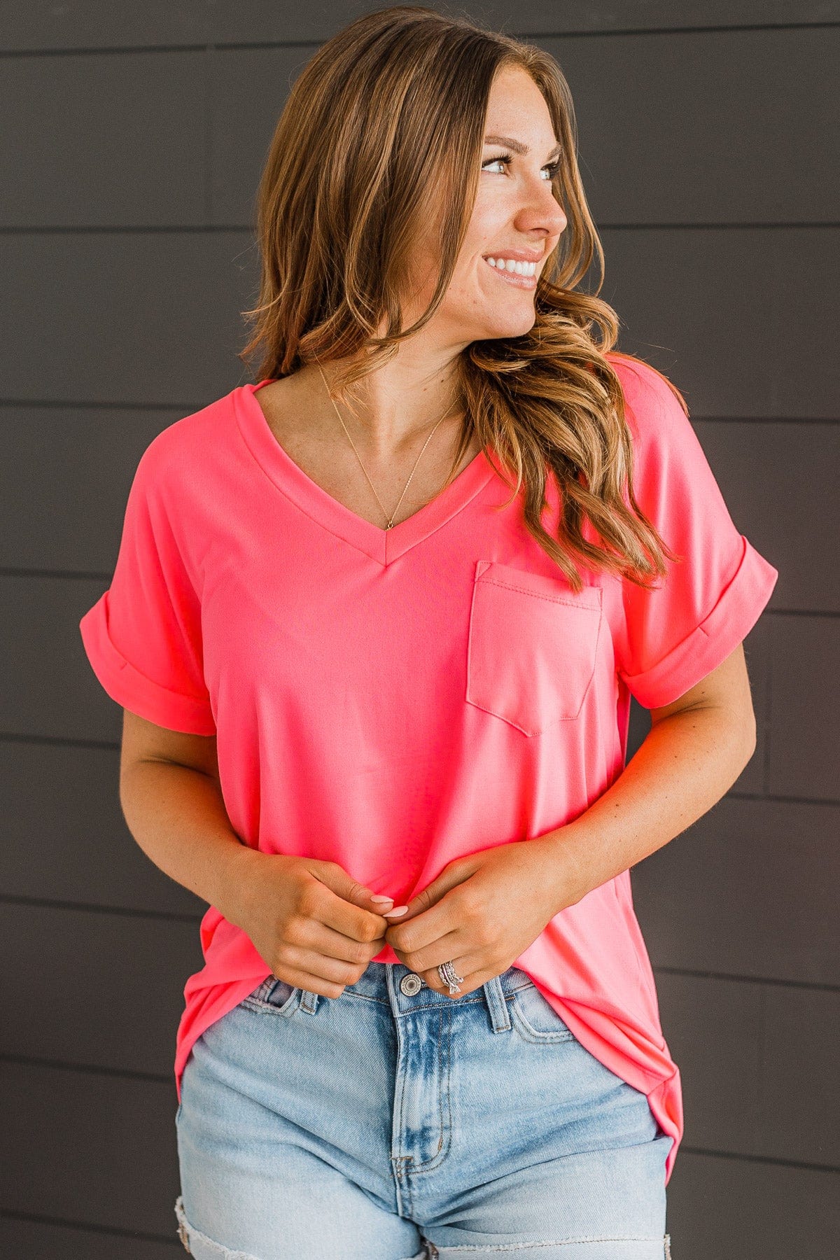 All The Best Short Sleeve Top- Neon Pink