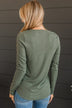Rise To The Top Long Sleeve Henley Top- Dark Sage