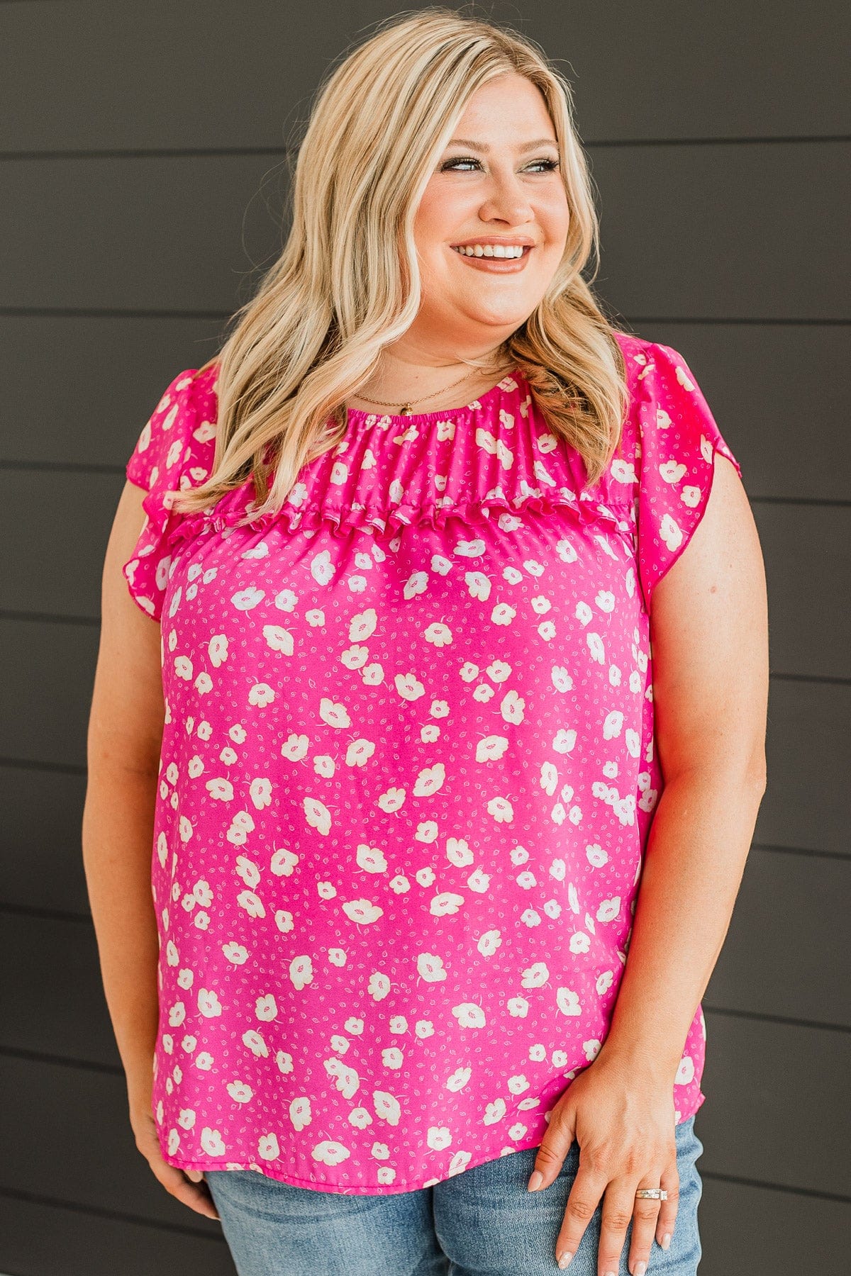 Embracing The New Floral Top- Hot Pink