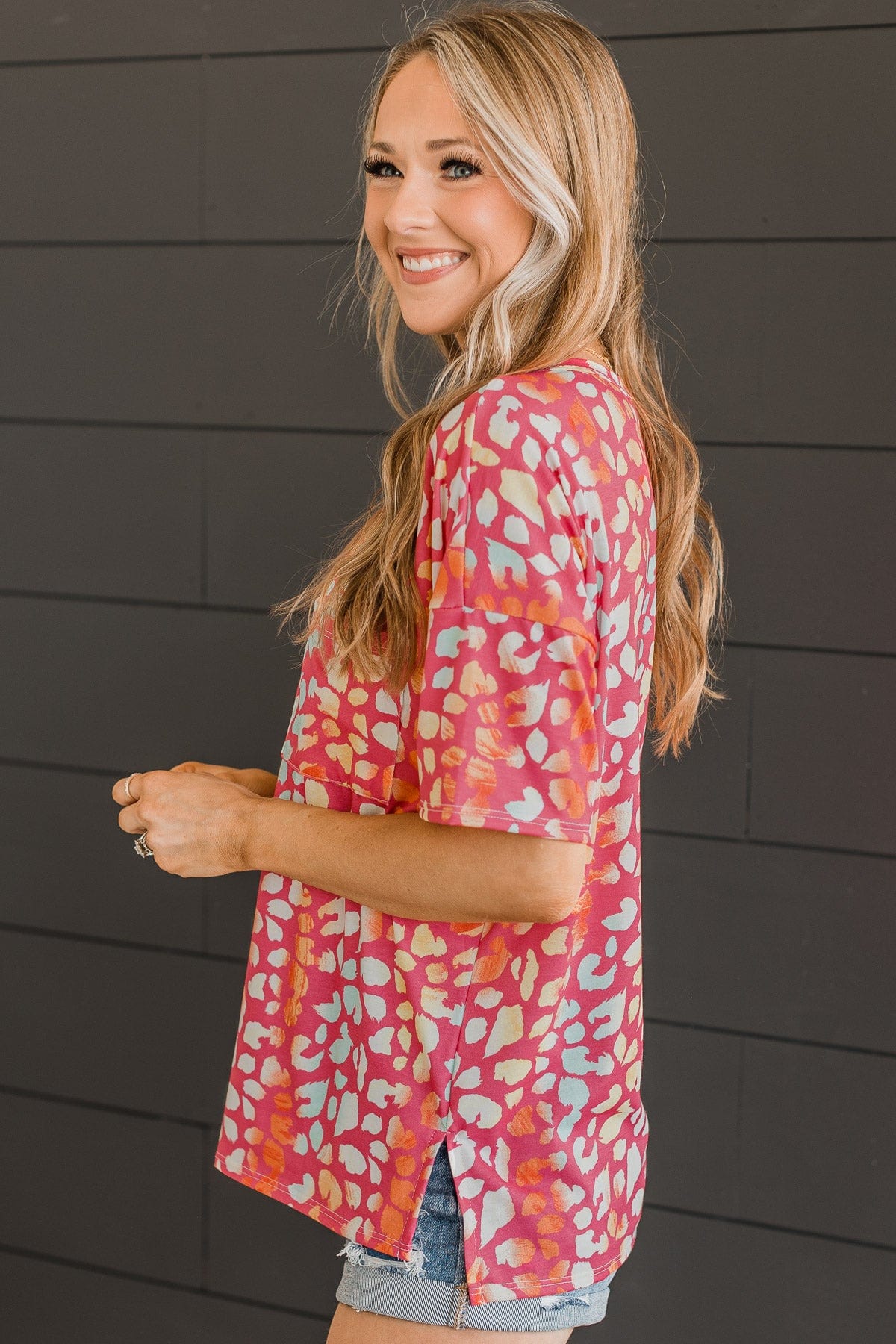 Memories Of You Printed Top- Pink