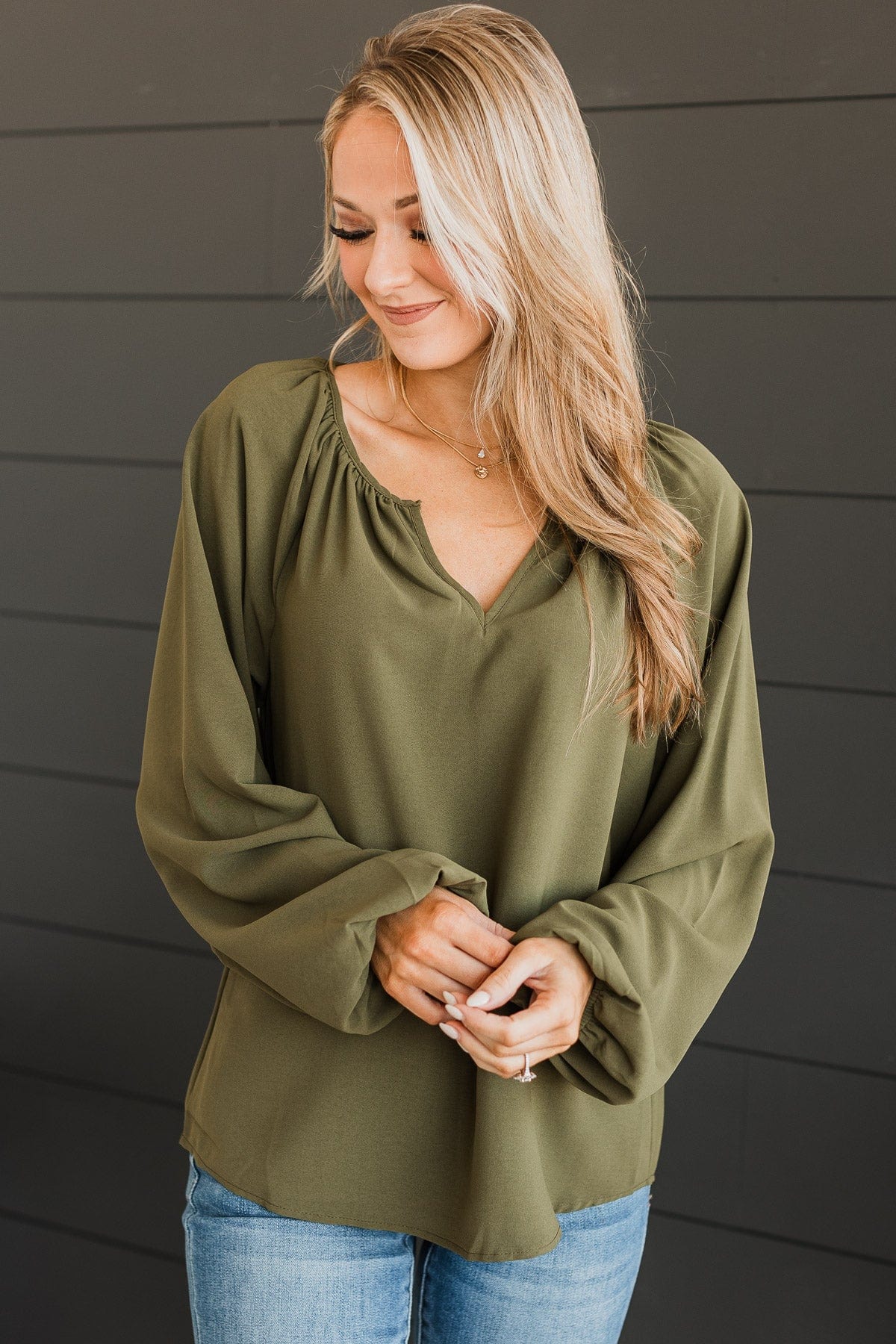 Always A Silver Lining Blouse- Olive