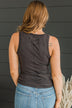 Just Passing By Ribbed Tank- Charcoal