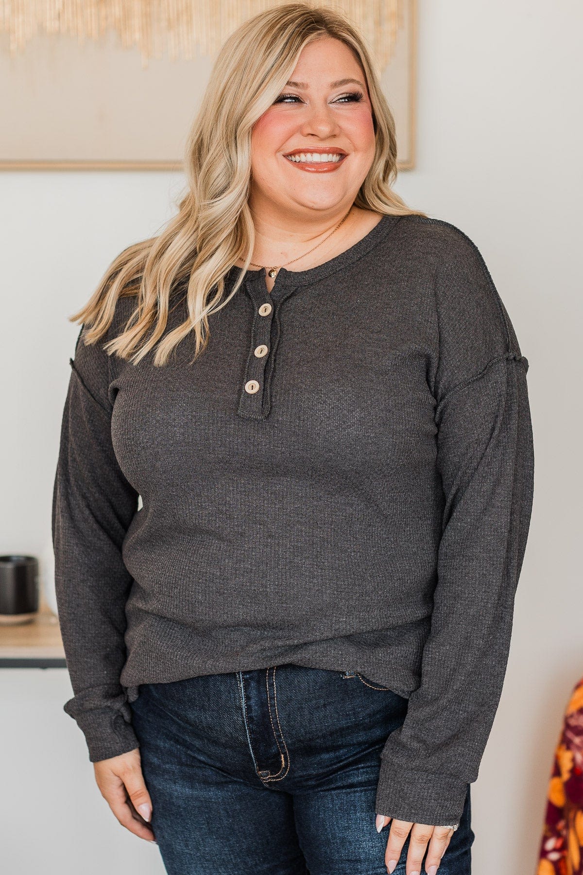 Hopeful Dreaming Knit Top- Charcoal