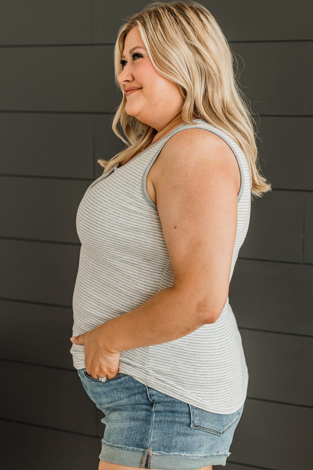 Such A Sweetheart Knit Tank Top- Heather Grey