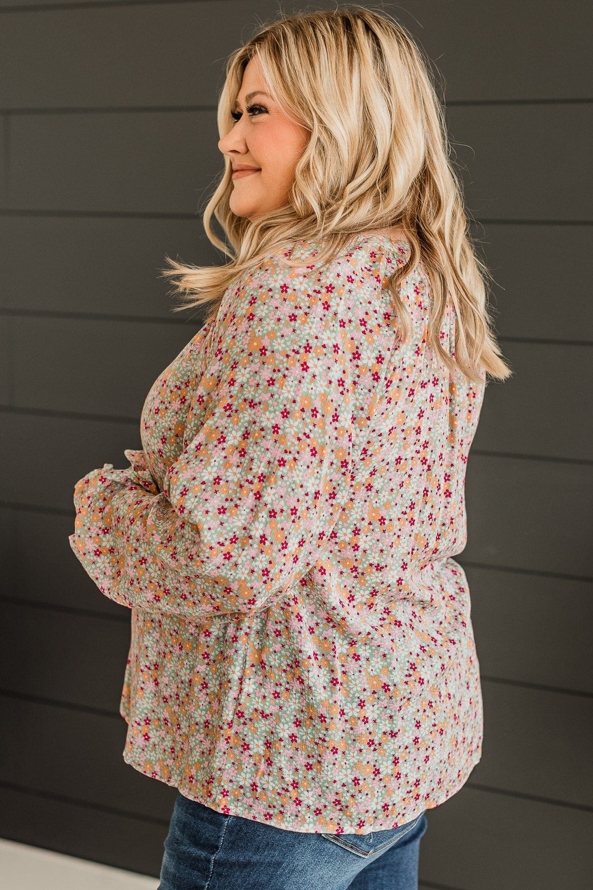 Trust The Process Floral Blouse- Sage & Pink