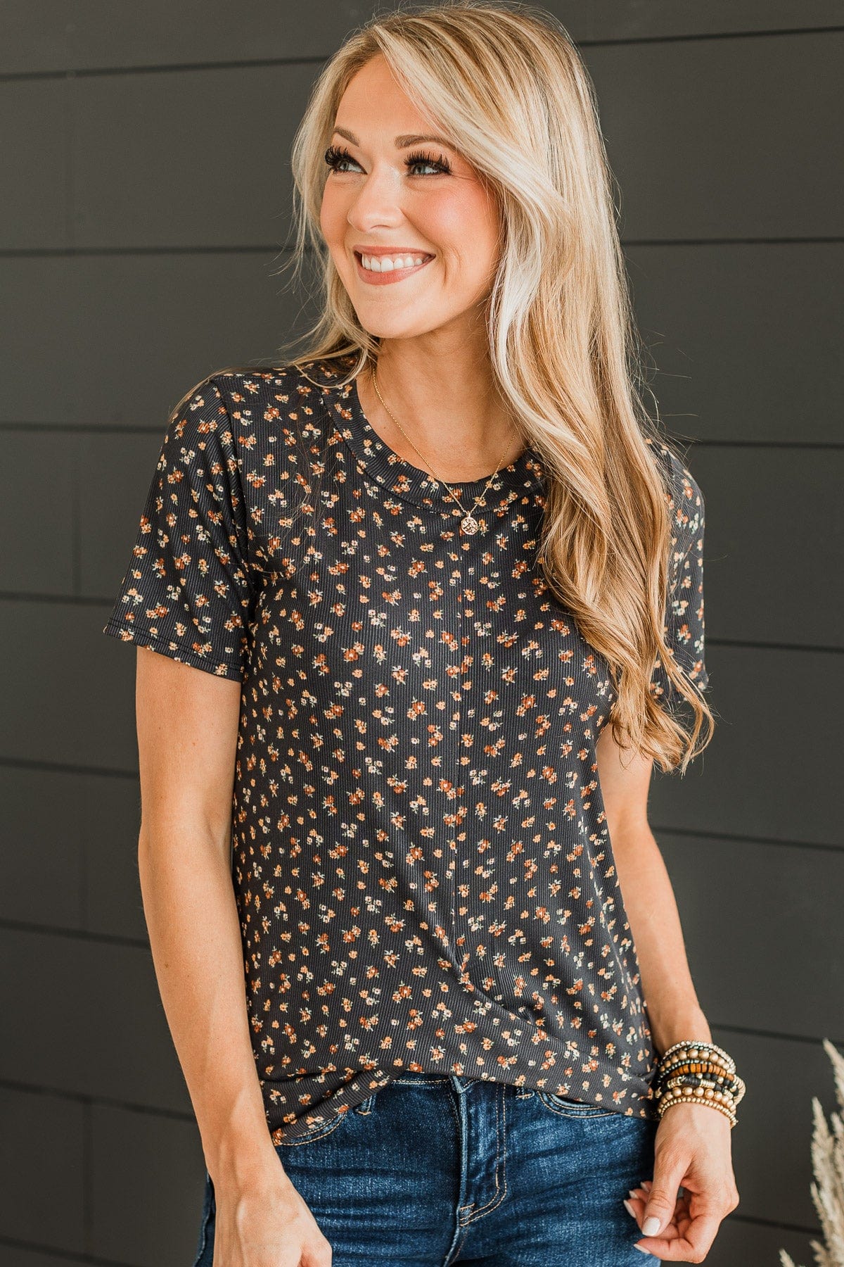 Make My Move Floral Top- Black