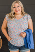 Cherished Forever Floral Top- Ivory & Royal Blue