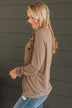 It's About Time V-Neck Top- Mocha