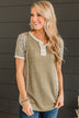 Here's To Us Color Block Top- Olive