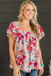 Delightful Feelings Floral Top- Coral & Peach