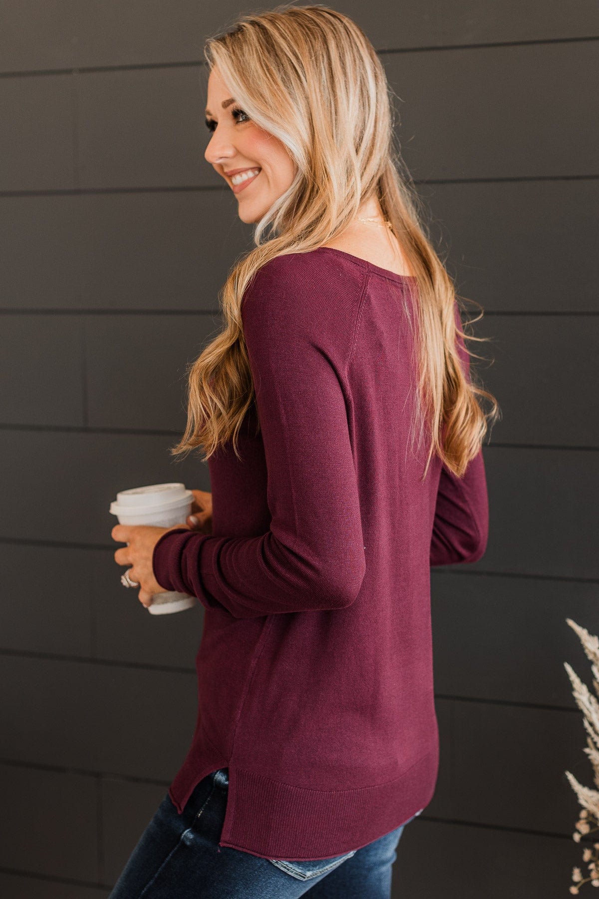 Whatever You Want Knit Sweater- Wine