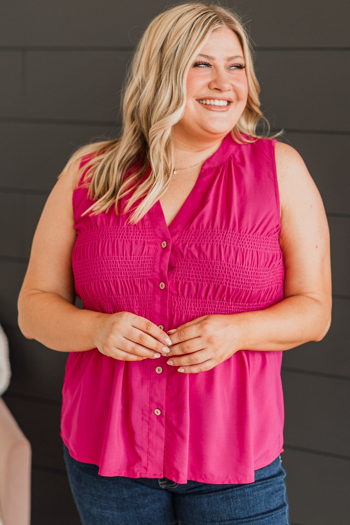 Flirting With Desire Sleeveless Top- Fuchsia