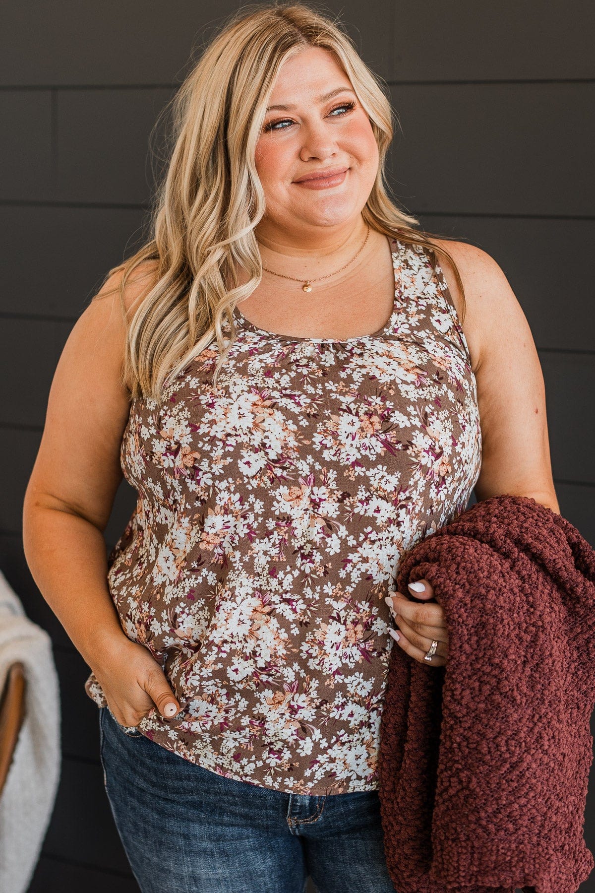 Seeing The Beauty Floral Tank Top- Brown