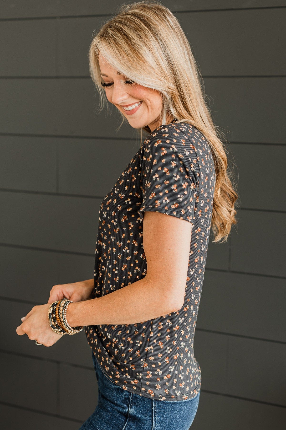 Make My Move Floral Top- Black