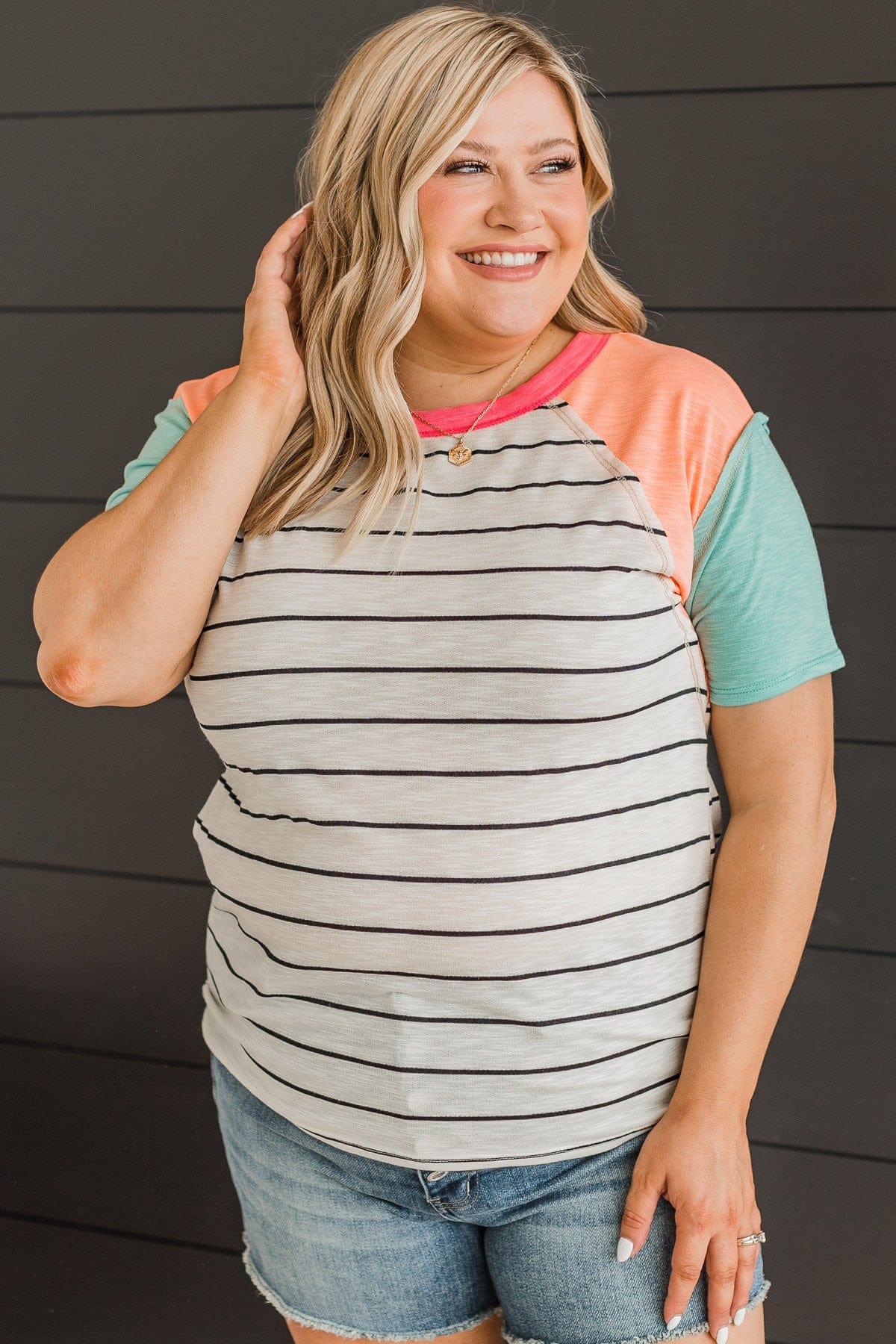 Simple Desires Color Block Top- Off-White