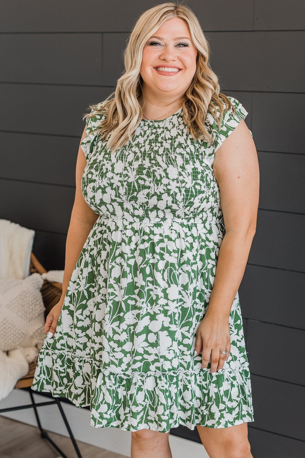 Someone To Love Floral Dress- Green & Ivory