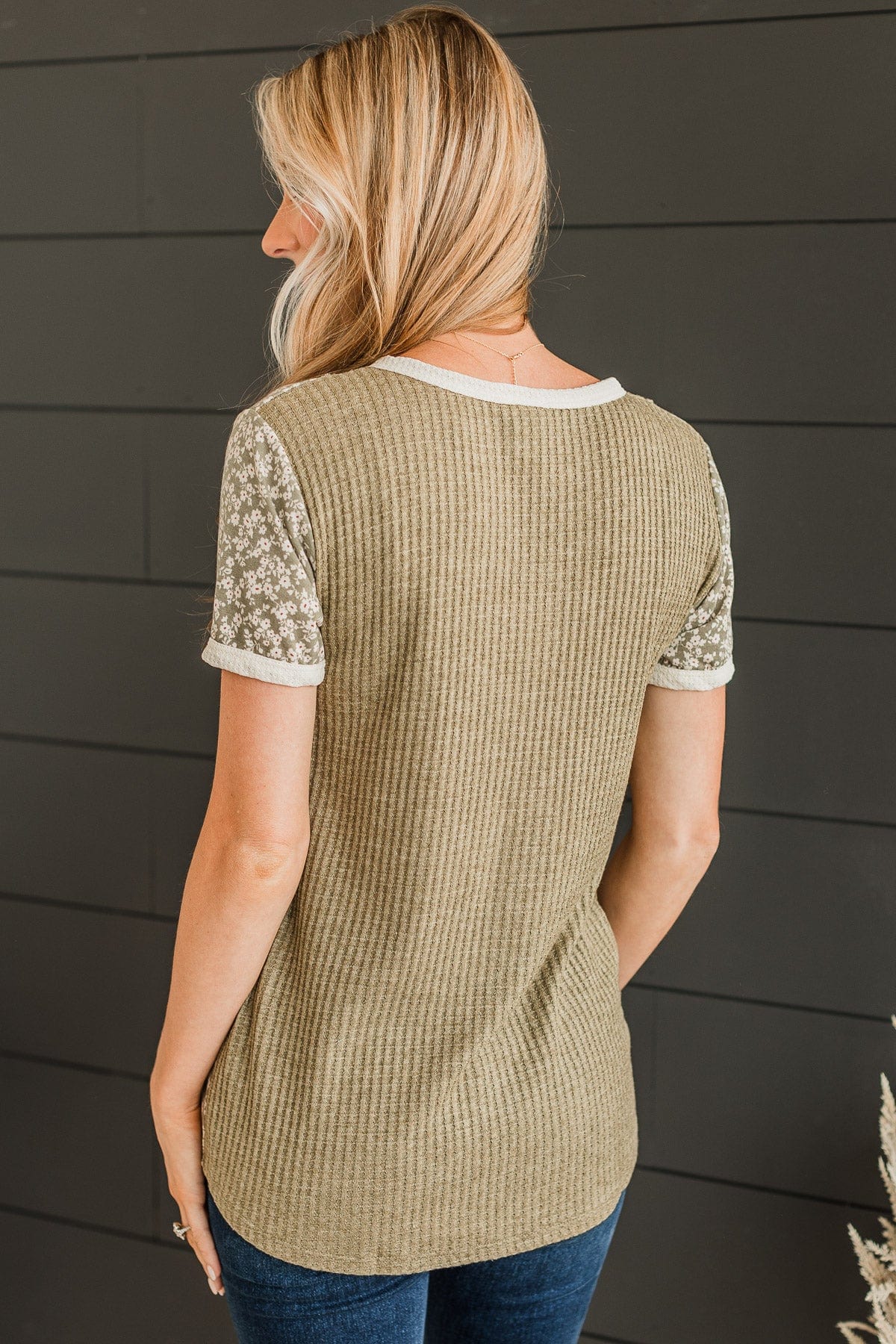 Here's To Us Color Block Top- Olive