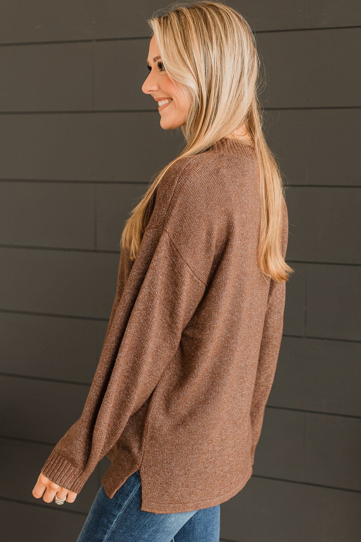 Pure Passion Knit Sweater- Brown
