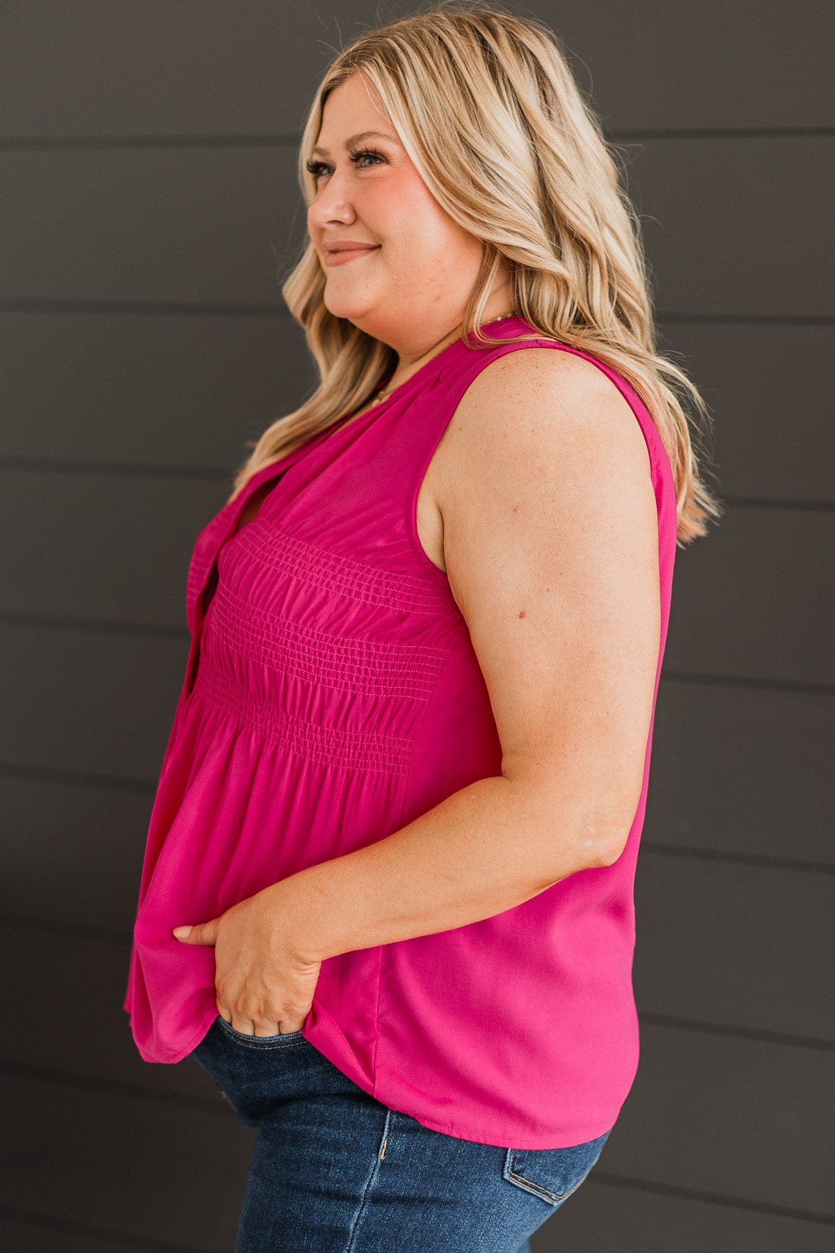 Flirting With Desire Sleeveless Top- Fuchsia
