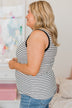 Return The Favor Striped Button Tank Top- Black & White