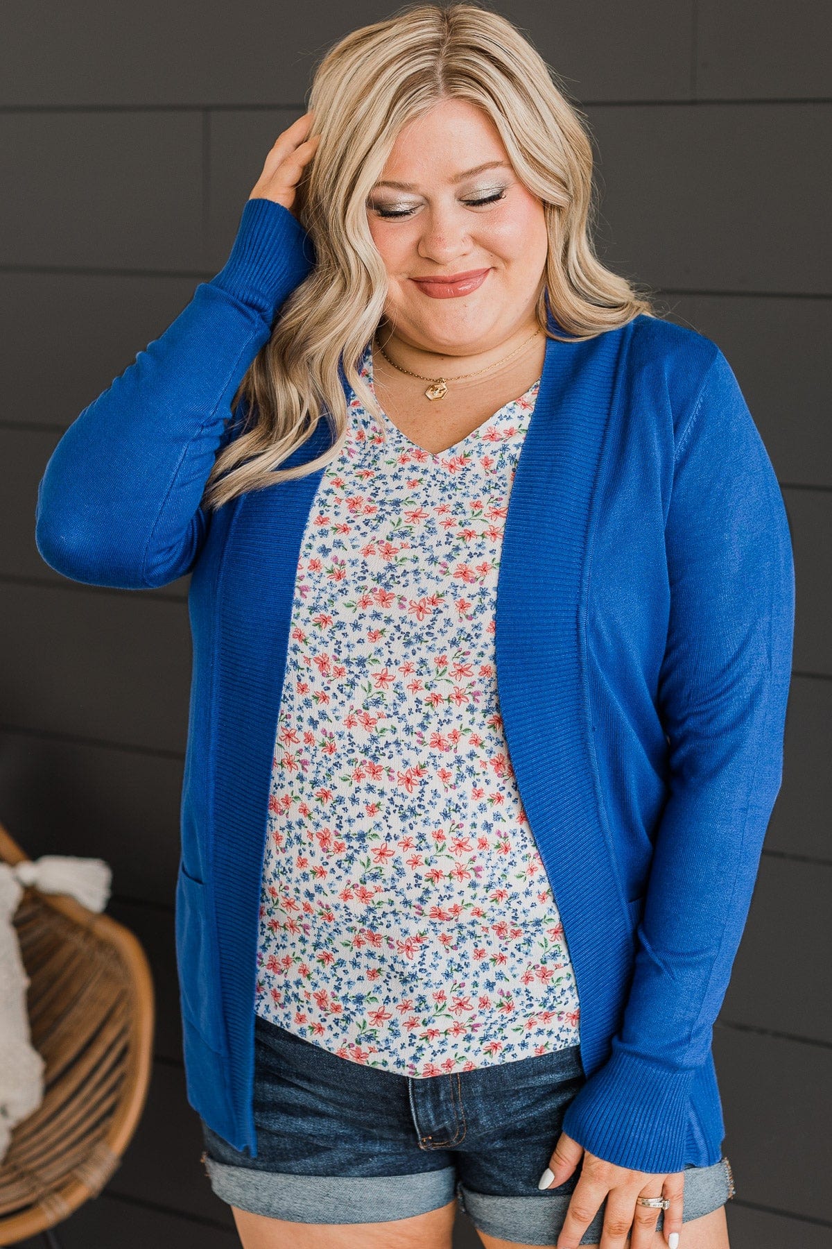 As Easy As Can Be Cardigan- Royal Blue