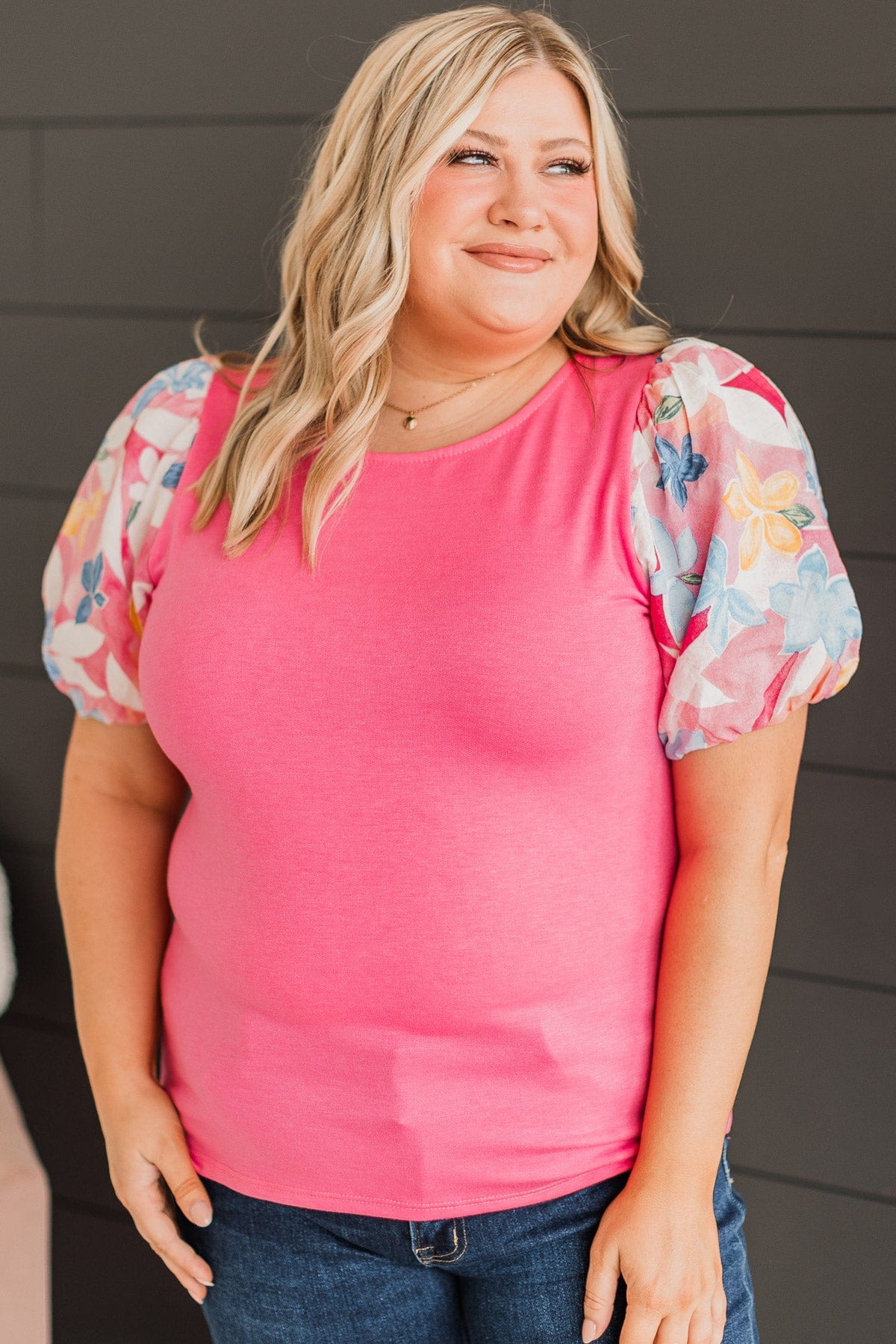 Adoring You Puff Sleeve Top- Pink