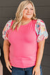 Adoring You Puff Sleeve Top- Pink