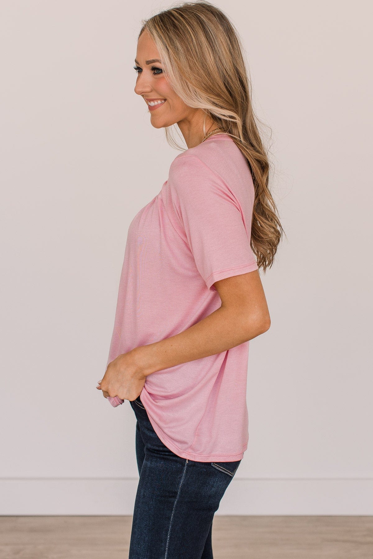 Above & Beyond Short Sleeve Top- Light Pink