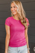 Together At Last Ribbed Knit Top- Bright Pink