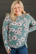 Beaming With Bliss Floral Top- Dusty Teal