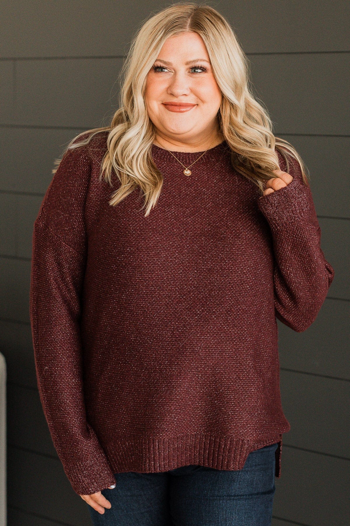 Hello Darling Knit Sweater Dark Burgundy The Pulse Boutique