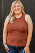 Where To Now Ribbed Tank Top- Brick