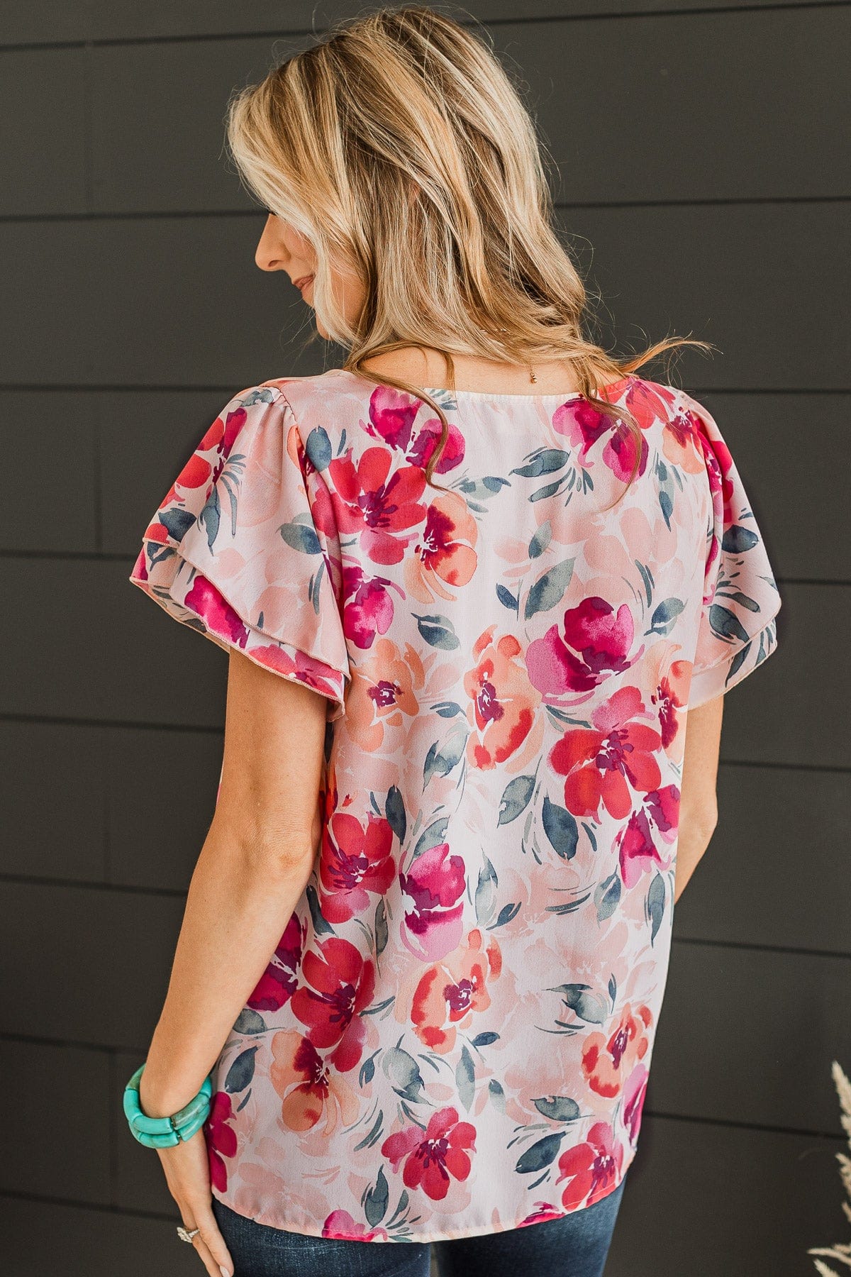 Delightful Feelings Floral Top- Coral & Peach