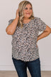 Calling For You Printed Top- Ivory, Charcoal, & Mocha
