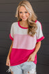 Incredible Sights Knit Top- Off-White & Hot Pink