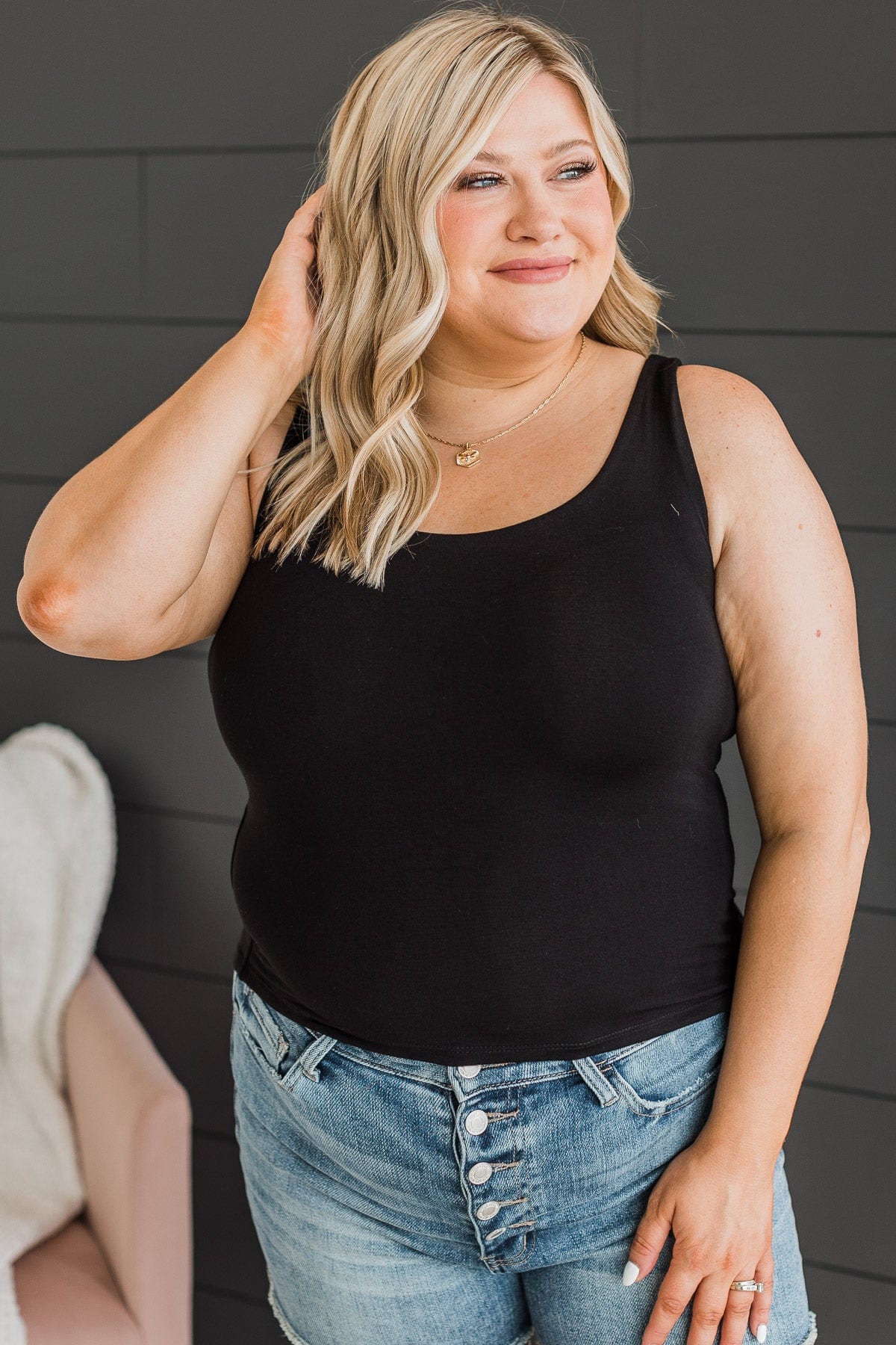 Isn't She Lovely Knit Tank Top- Black