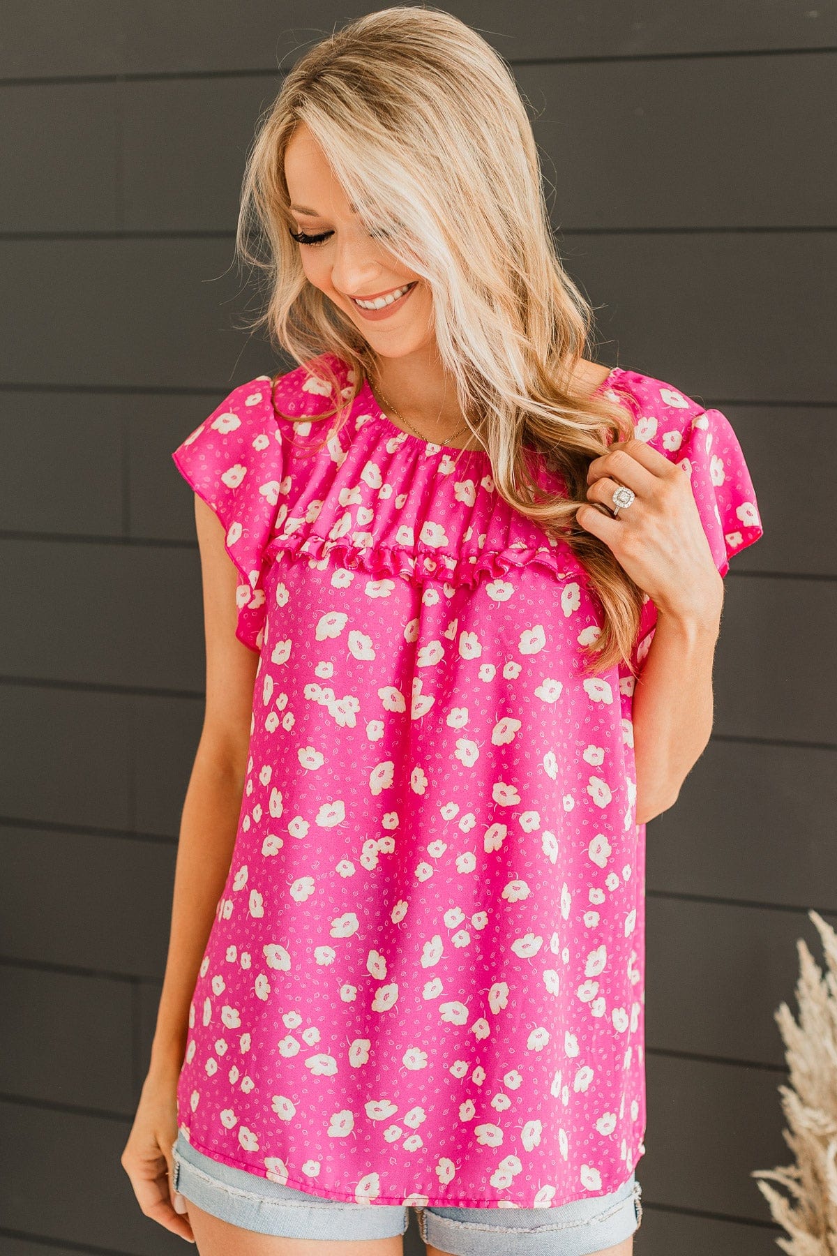 Embracing The New Floral Top- Hot Pink