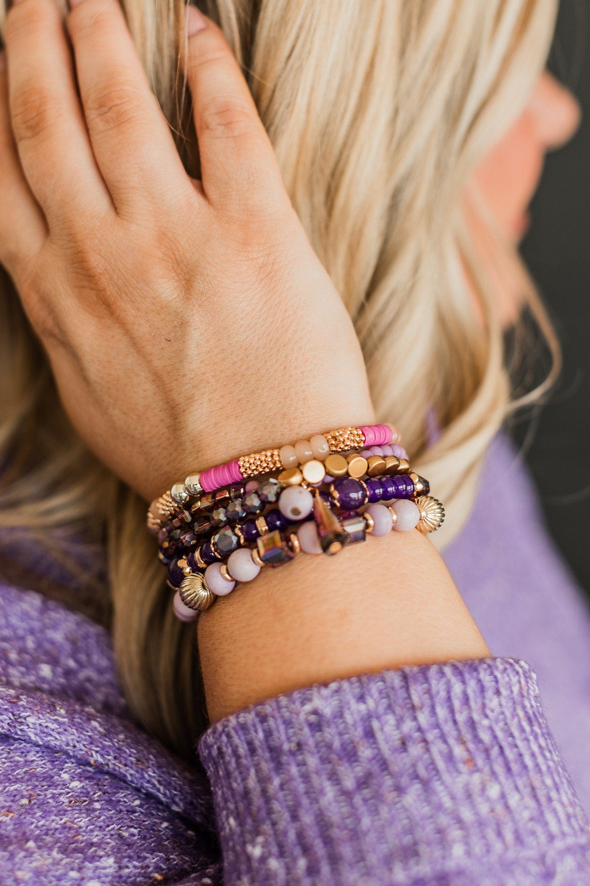 Seaside Beauty Bracelet Set- Purple & Gold
