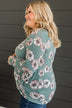 Beaming With Bliss Floral Top- Dusty Teal