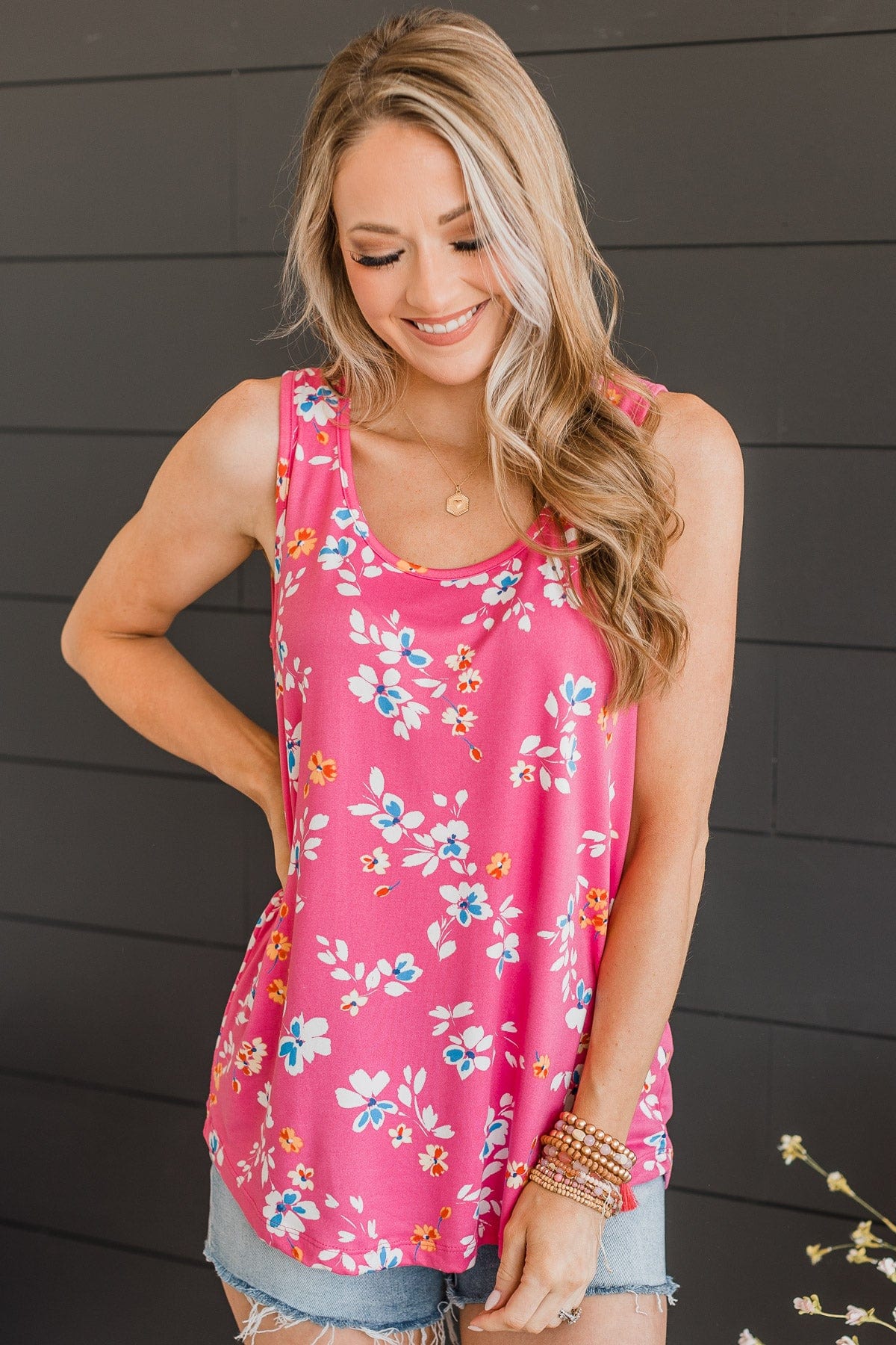Make It Look Easy Floral Tank Top- Pink