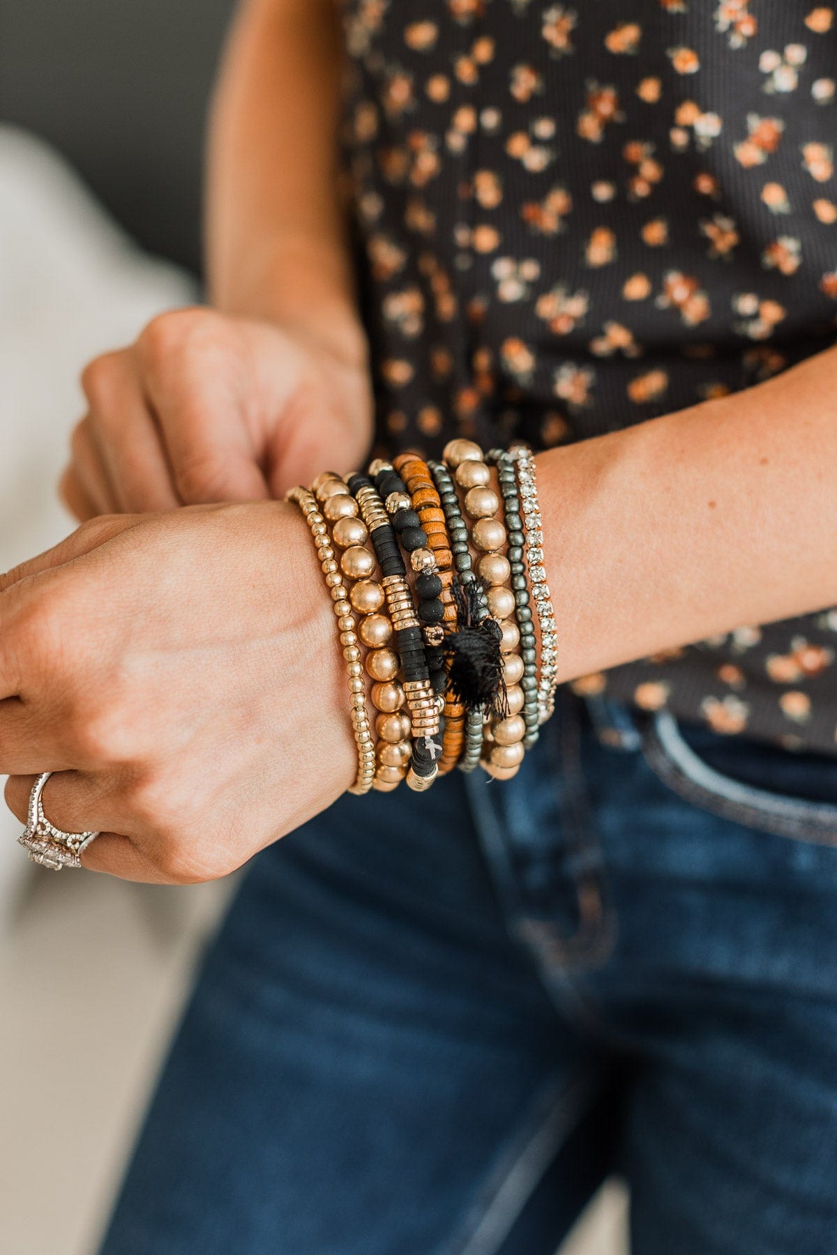 All Class Stackable Bracelet Set- Black