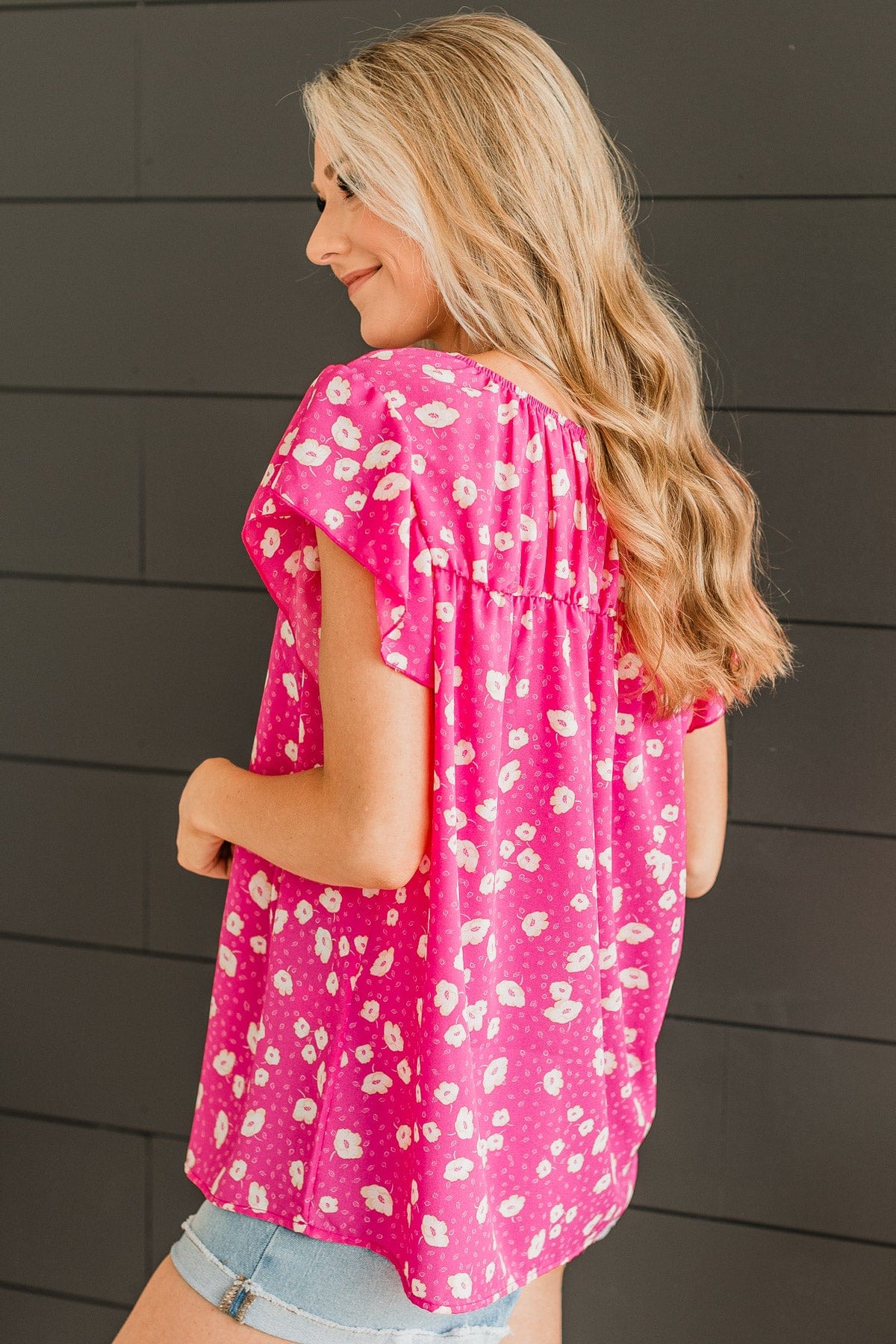 Embracing The New Floral Top- Hot Pink