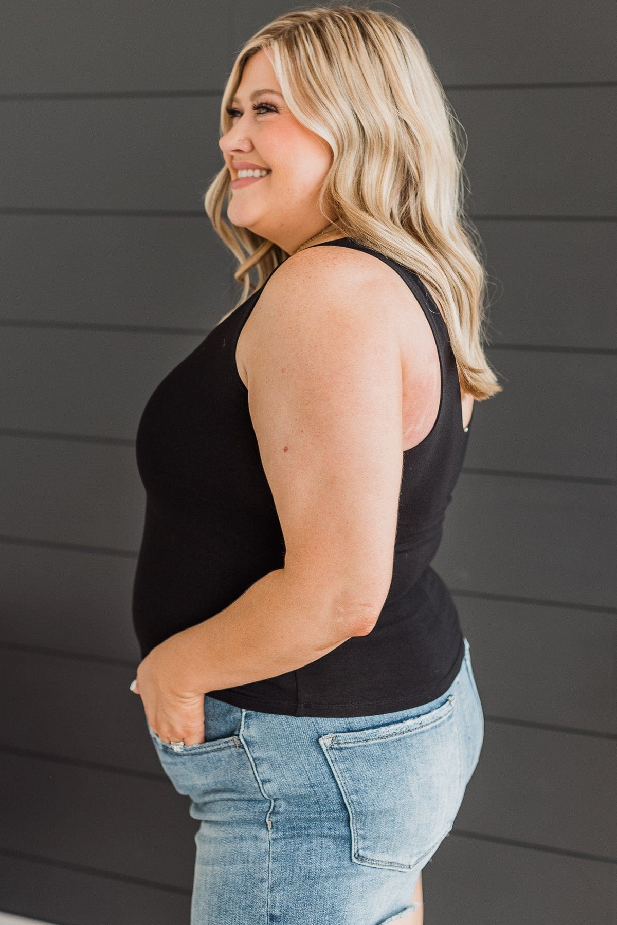 Isn't She Lovely Knit Tank Top- Black