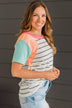 Simple Desires Color Block Top- Off-White