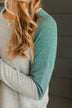 Alluring Smiles Color Block Top- Grey & Olive