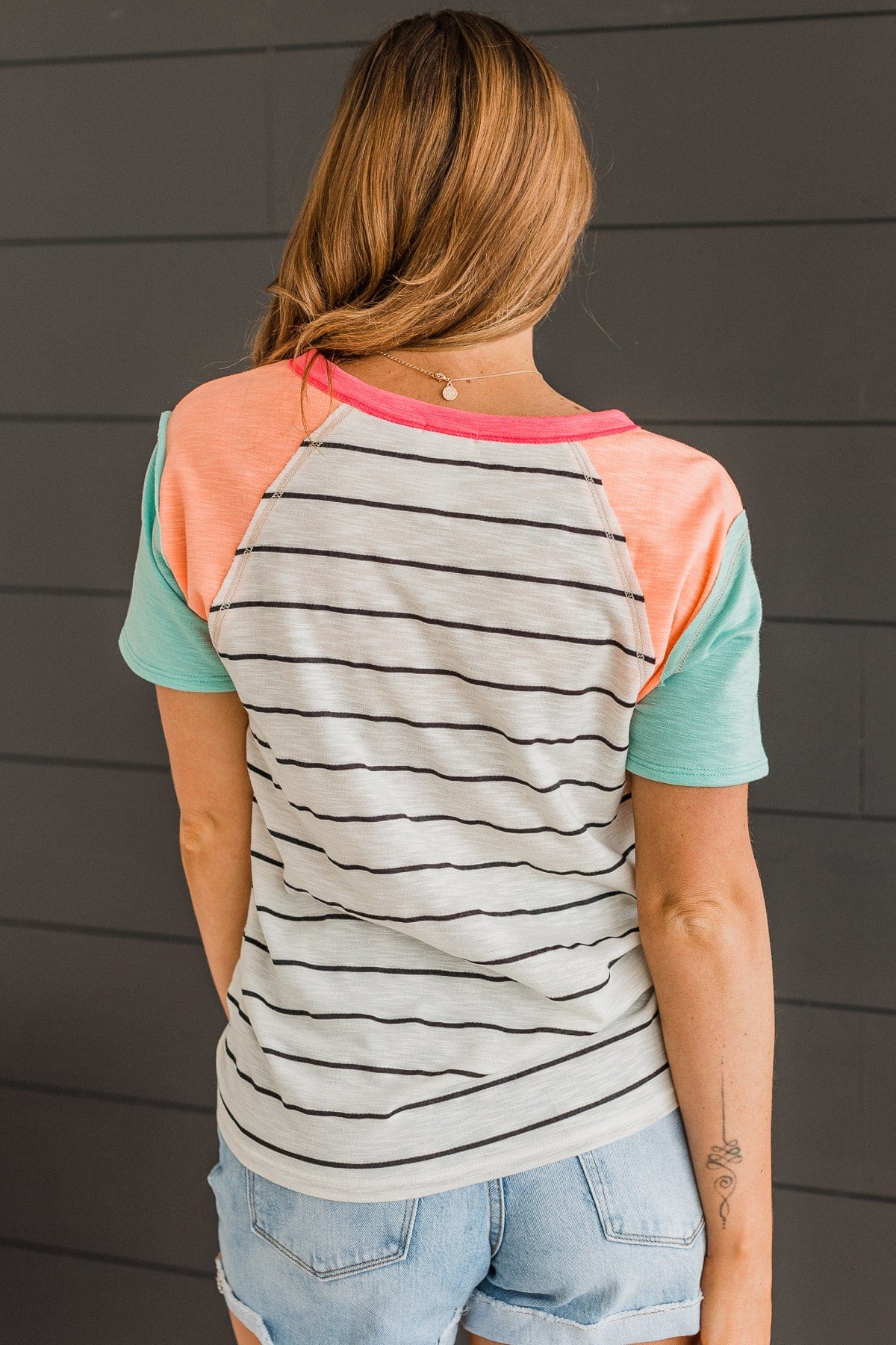 Simple Desires Color Block Top- Off-White