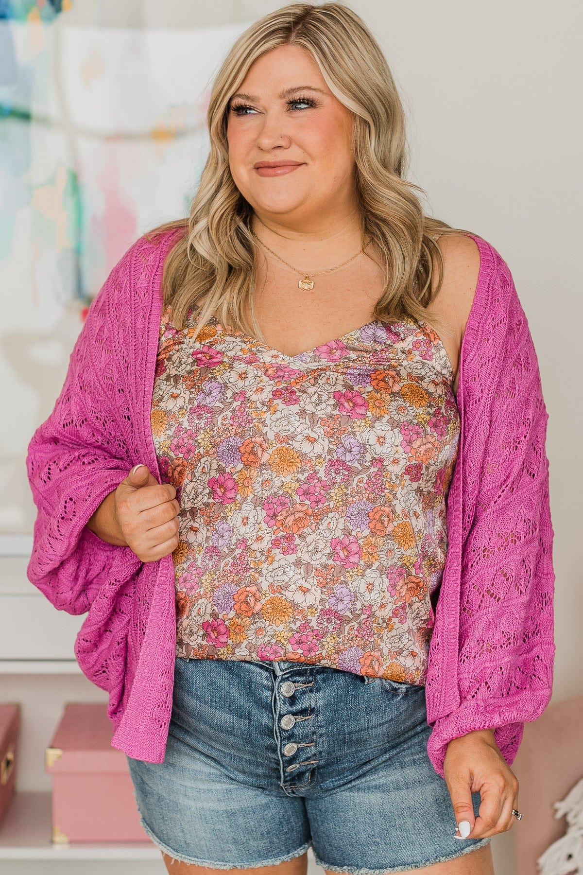 Rooftop Romance Knit Cardigan- Orchid